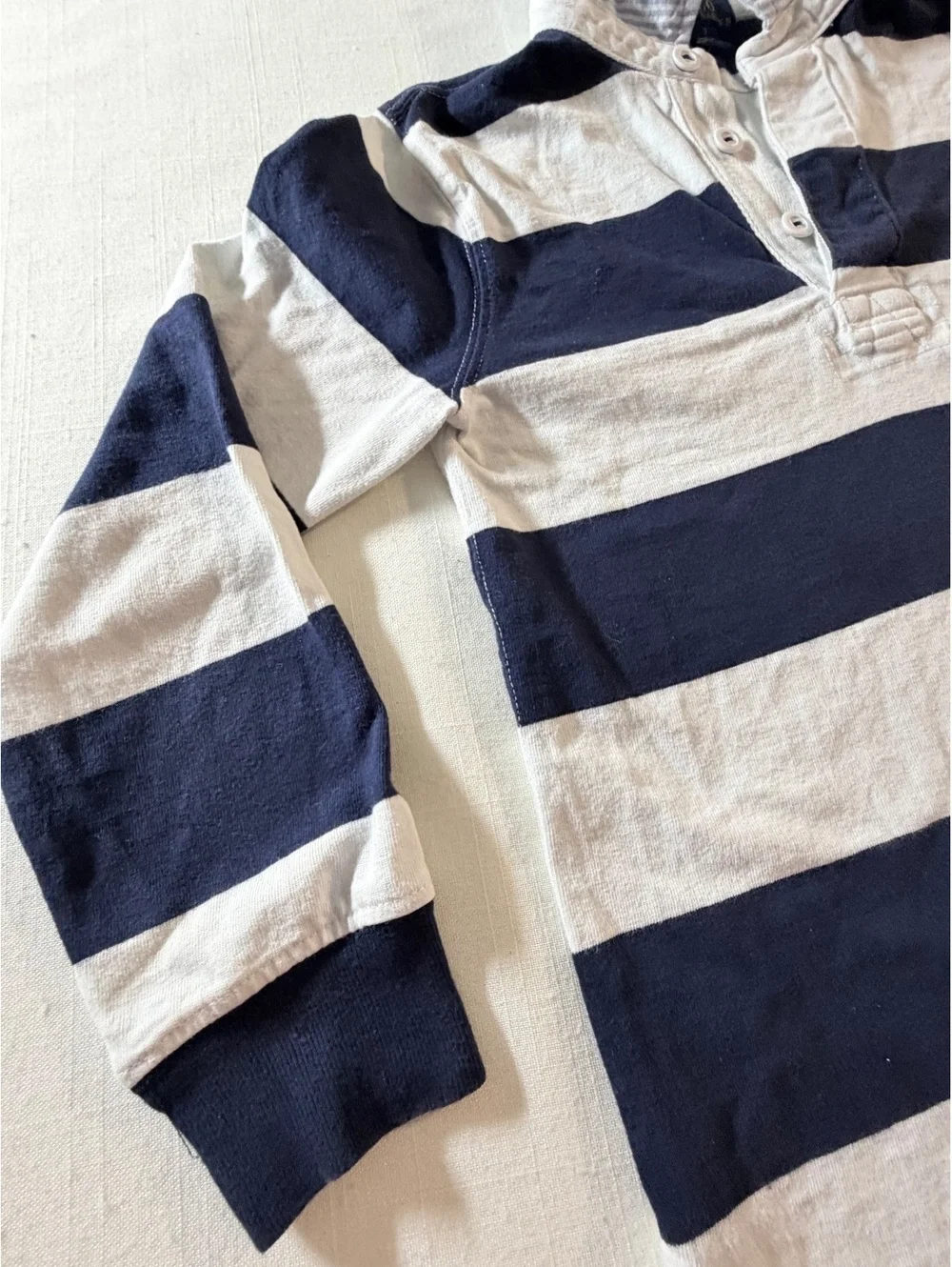 Polo Ralph Lauren Boys' Long Sleeve Rugby Shirt Size 7 Navy and White Striped